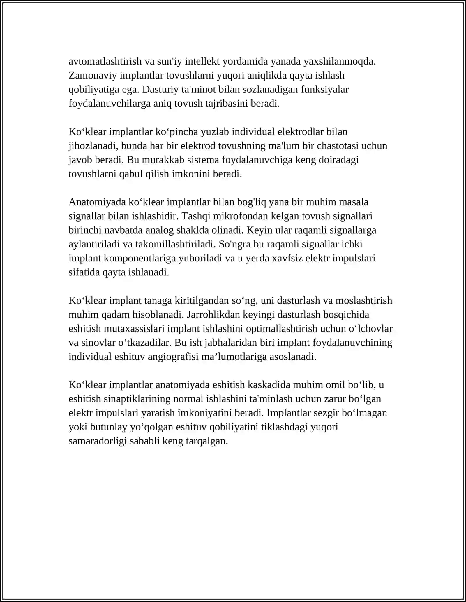 ESHITISH BIOFIZIKASI ELEMENTLARI. KOXLEAR IMPLANTATSIYA ASOSLARI 4