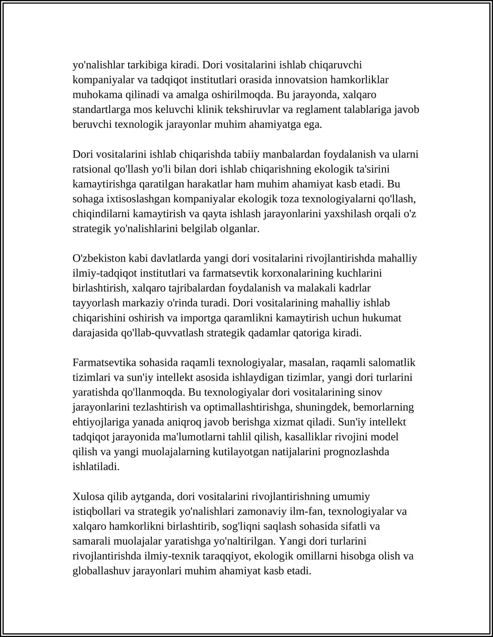 YANGI DORI TURLARINI RIVOJLANISH ISTIQBOLLARI 4