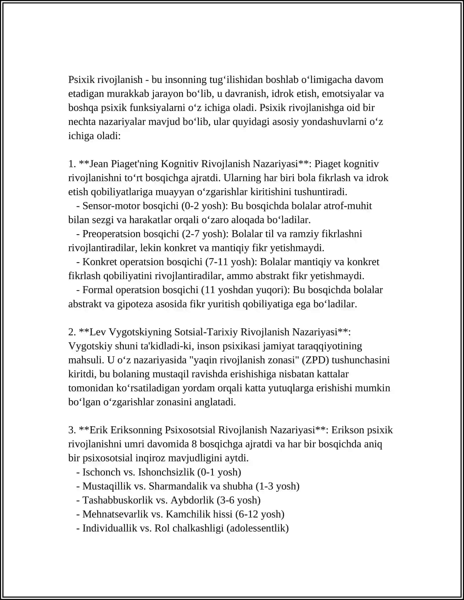 YOSH VA PEDAGOGIK PSIXOLOGIYA FANINING VAZIFALARI VA ONTOGENEZNING ILK BOSQICHLARIDA PSIXIK RIVOJLANISHI 4