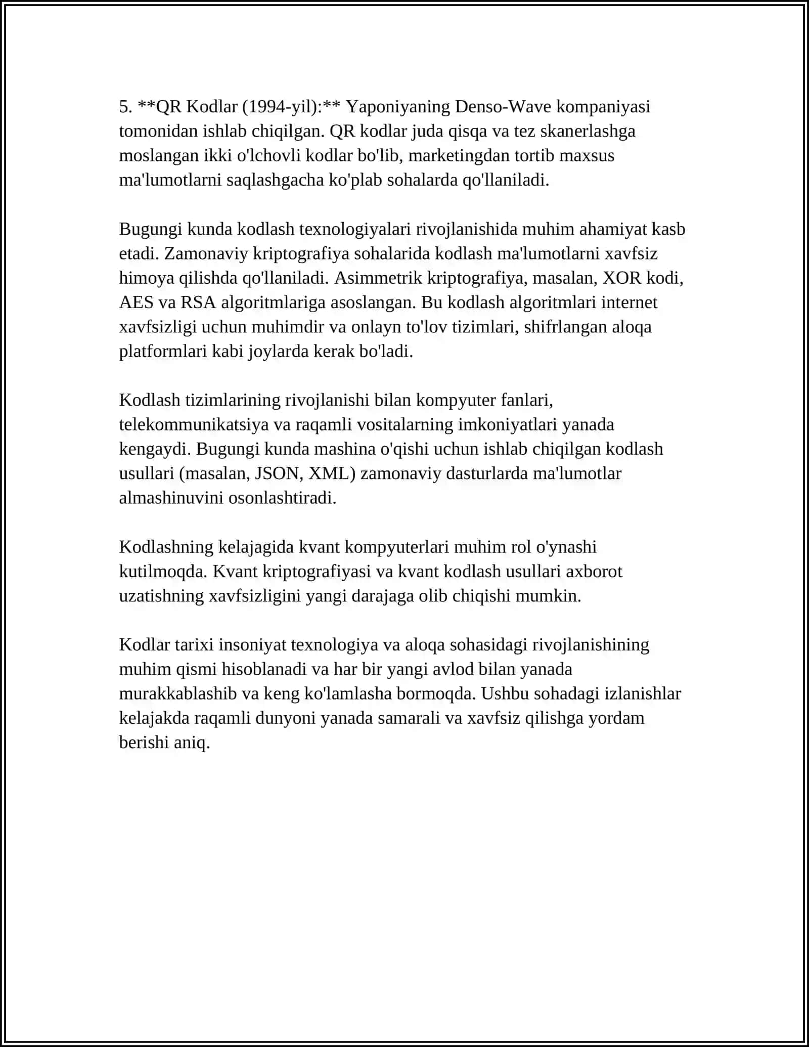 KODLAR HAQIDA MAʼLUMOT 4