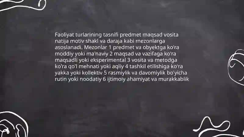 Faoliyat tarkibi va turlarini o'rganish 4