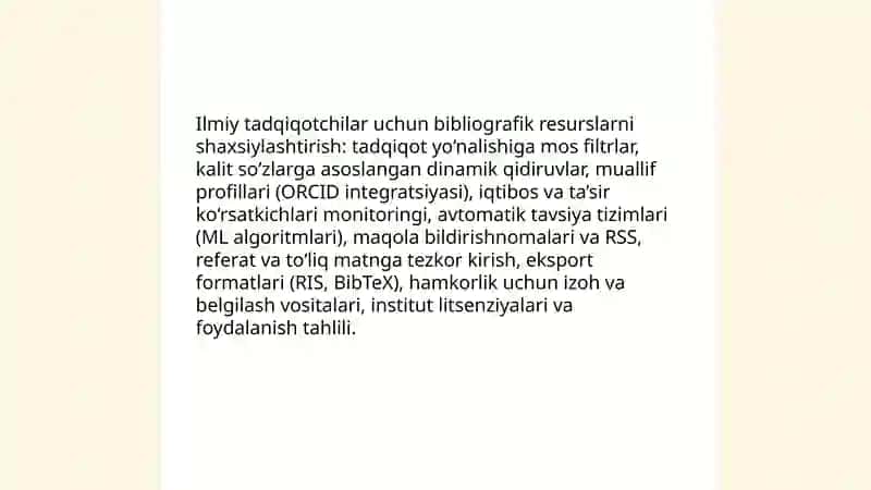 Tabiiy fanlarda biblografik qoʻllanmalarning foydalanuvchi ehtiyojlariga moslashuvi 4