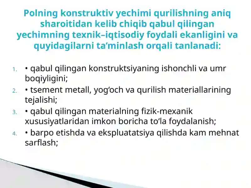 Pol qoplamalari qurish texnologiyasi 4