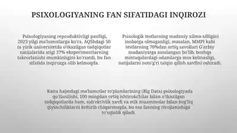 Psixologiyaning fan sifatidagi inqirozi 4