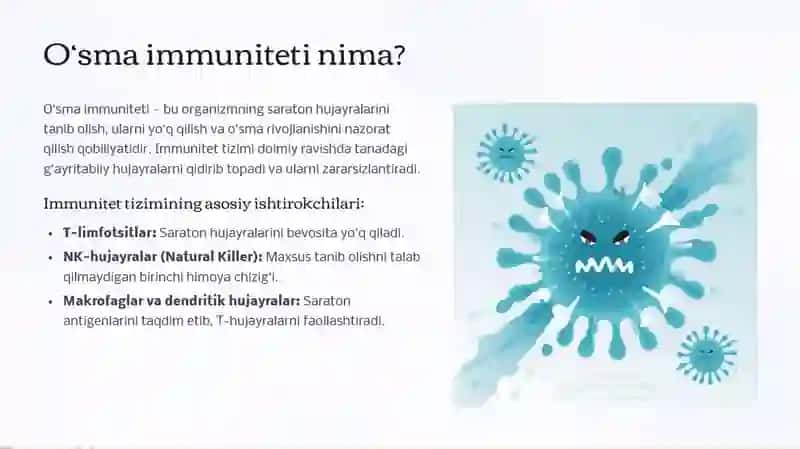 Kanserogen agentlar va ularning hujayralar bilan o‘zaro ta’siri. O‘sma immuniteti 4