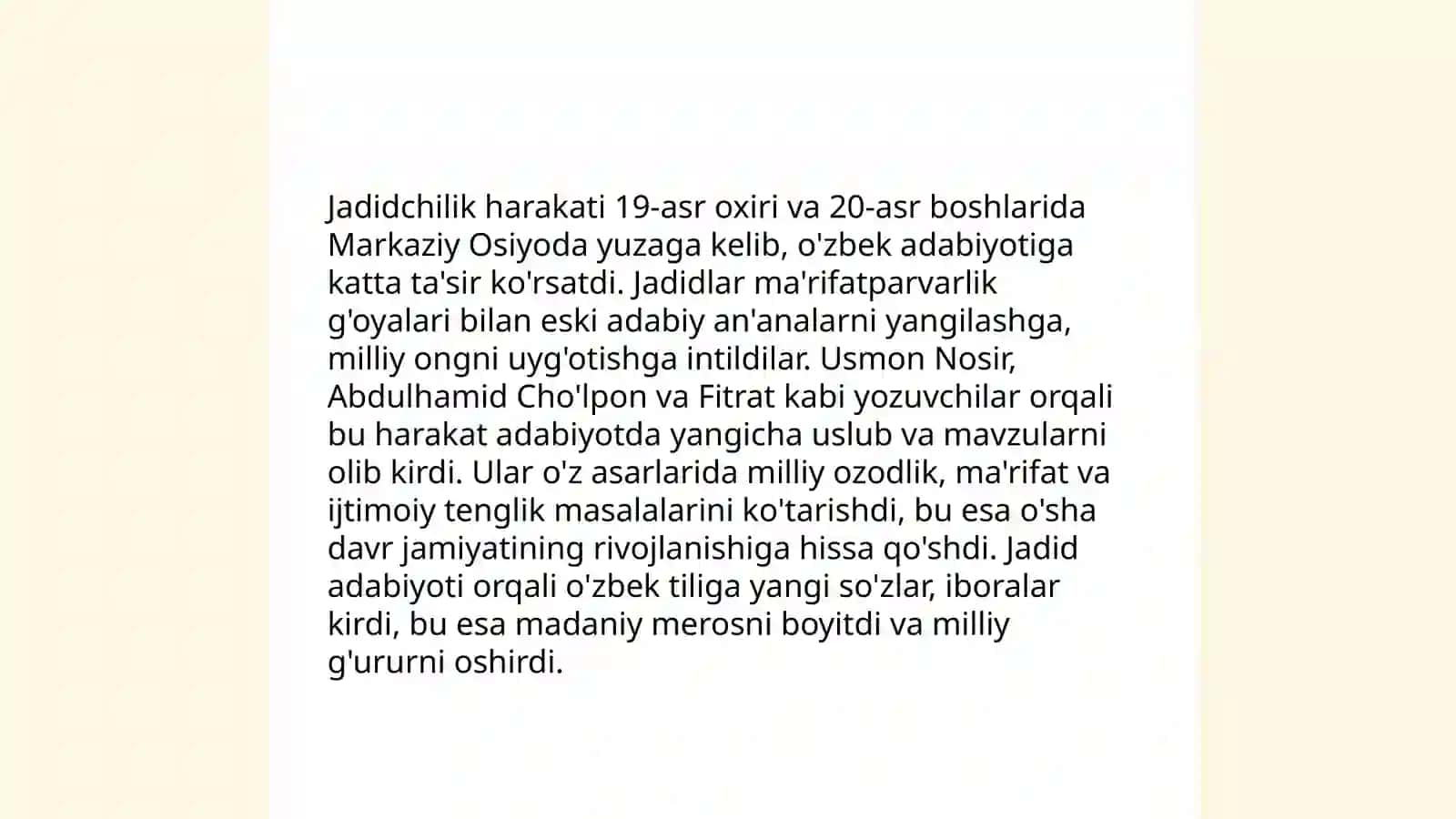 XX- asr o’zbek adabiyoti rivojlanish tendensiyalari 4