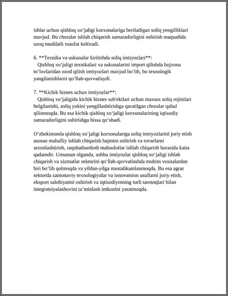 QISHLOQ XO'JALIGI KORXONALARINI SOLIQQA TORTISHNING O'ZIGA XOS XUSUSIYATLARI 4