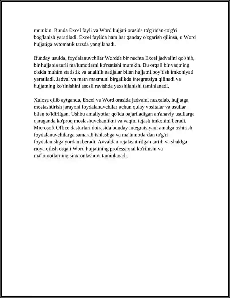 MICROSOFT OFFICE DASTURLARI ORASIDA MA'LUMOTLAR BILAN ISHLASH 4