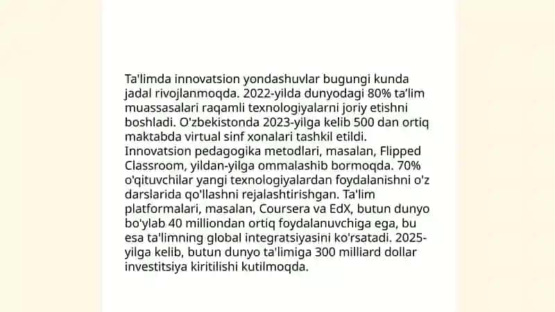 Texnologik taʼlimning didaktik tamoyillari va ularning taʼlimdagi órni 4