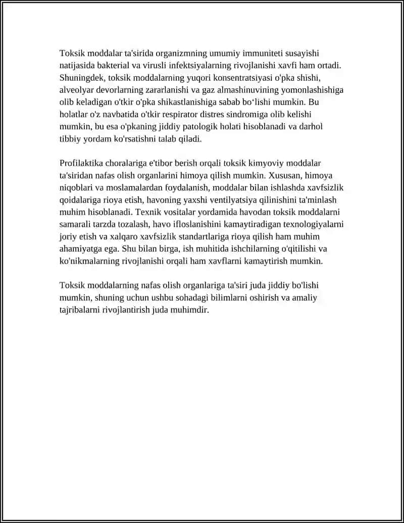 NAFAS OLISH ORGANLARINING TOKSIK KIMYOVIY MODDALARI TAʼSIRIDAN ZARARLANISHI 4