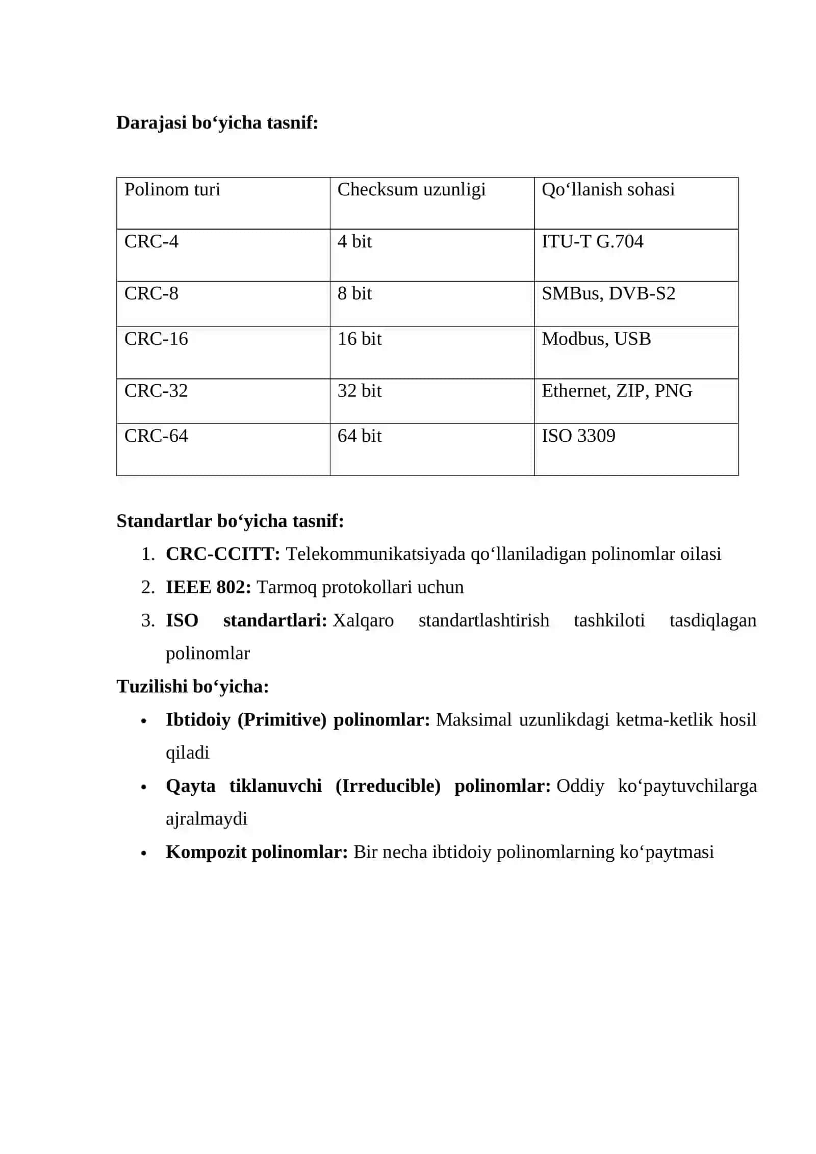 Tsiklik Ortiqcha Tekshiruv (CRC) 4