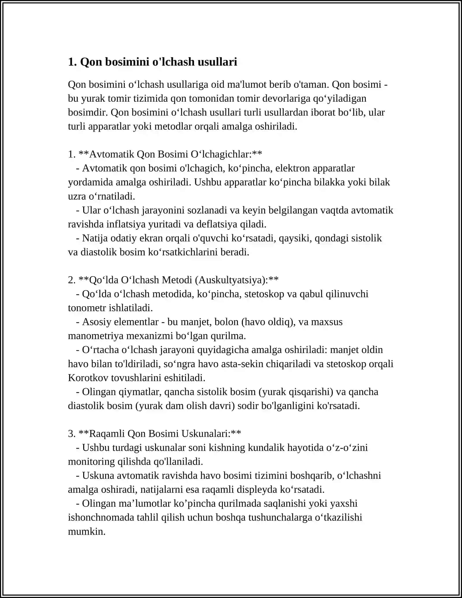 QON BOSIMINI ANIQLASHNING FIZIK ASOSINI BILISH 4