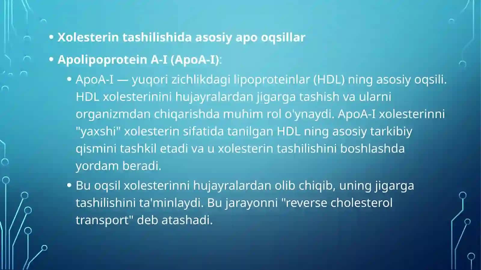 Xolesterin tashilishida qatnashuvchi apo oqsillar 4