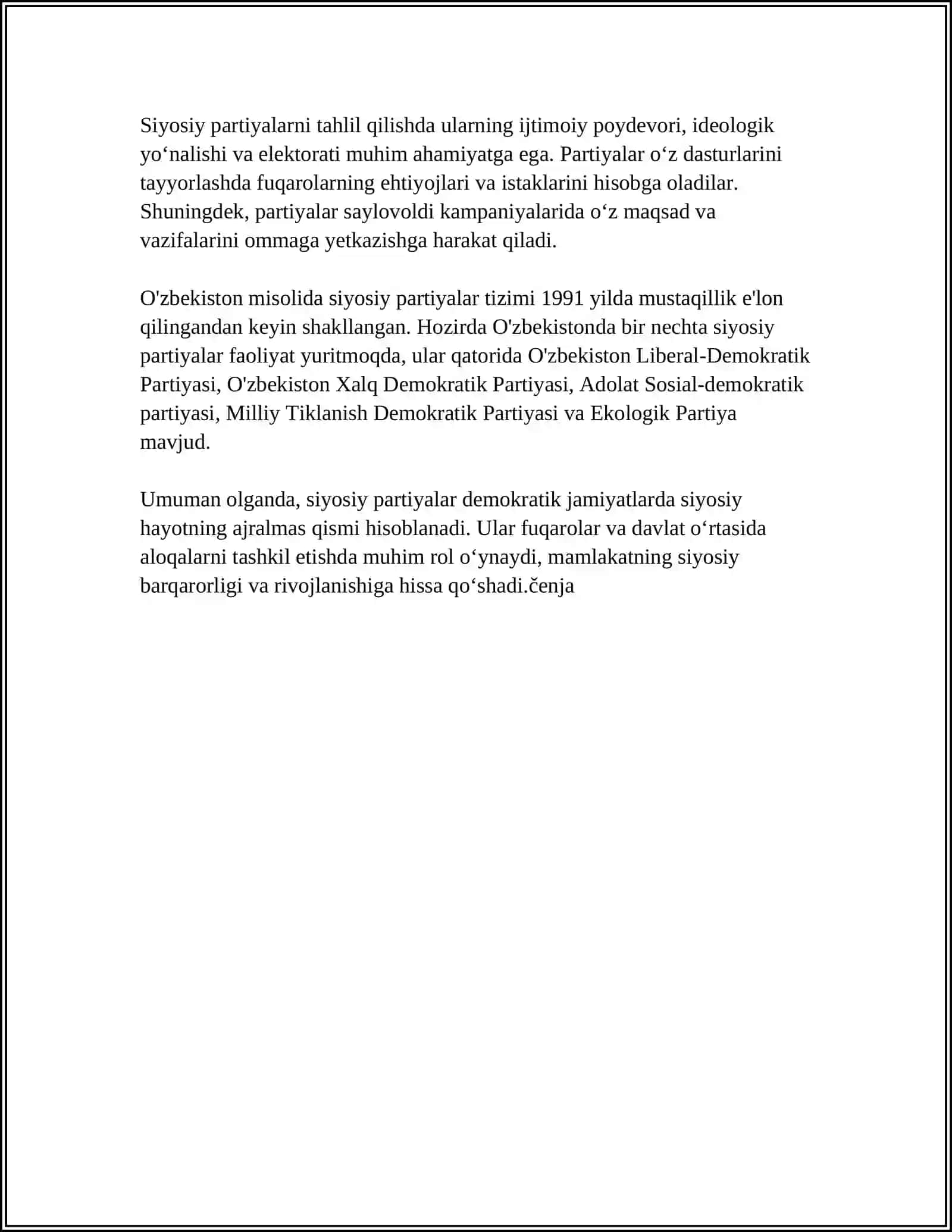 SIYOZI PARTIYALAR TUSHUNCHASI, RO'LI VA ULARNING ASOSI FUNKSIYALARI 4