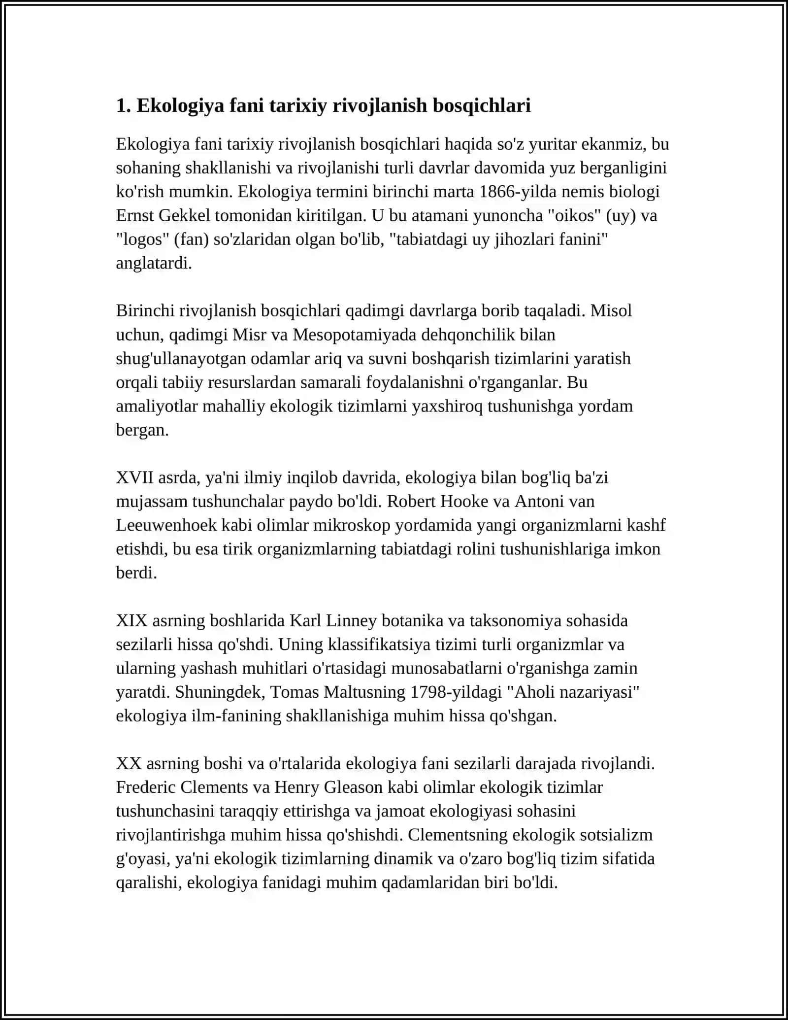Ekologiya fani rivojlanish bosqichlari va tadqiqot usullari 4