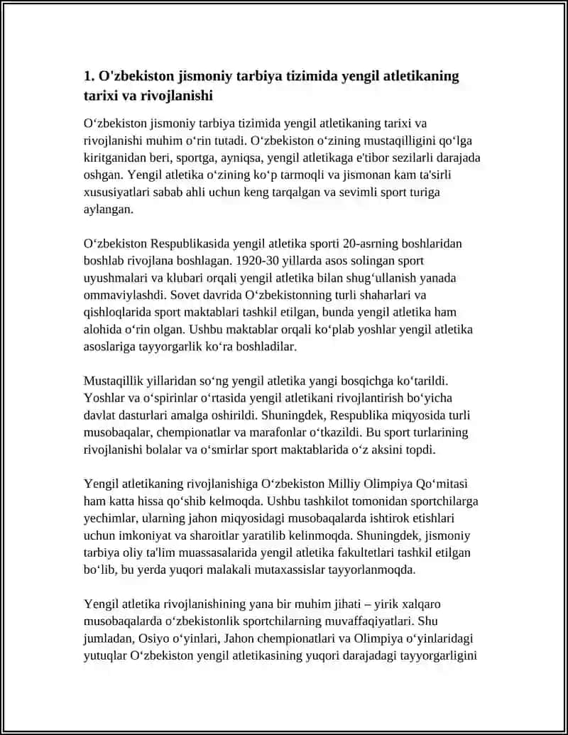 O'ZBEKISTONNING JISMONIY TARBIYA TIZIMIDA YENGIL ATLETIKANING O'RNI 4