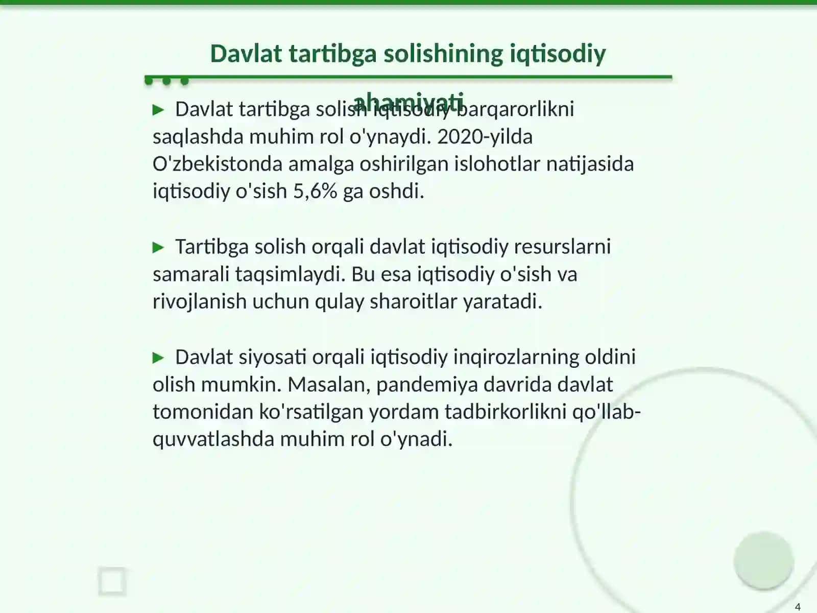 Tadbirkorlik faoliyatini davlat tomonidan tartibga solish va boshqarish 4