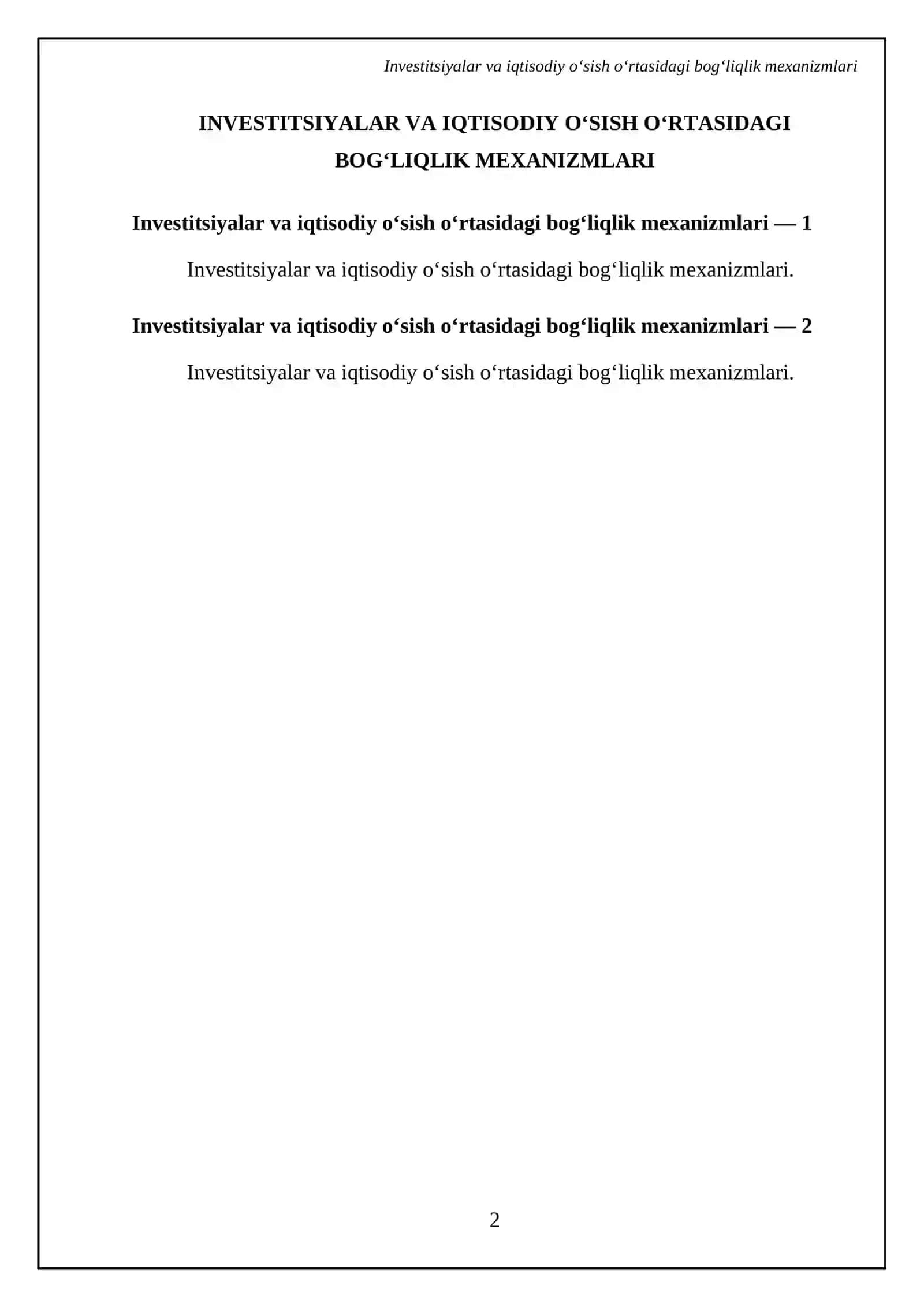 Investitsiyalar va iqtisodiy o‘sish o‘rtasidagi bog‘liqlik mexanizmlari 4