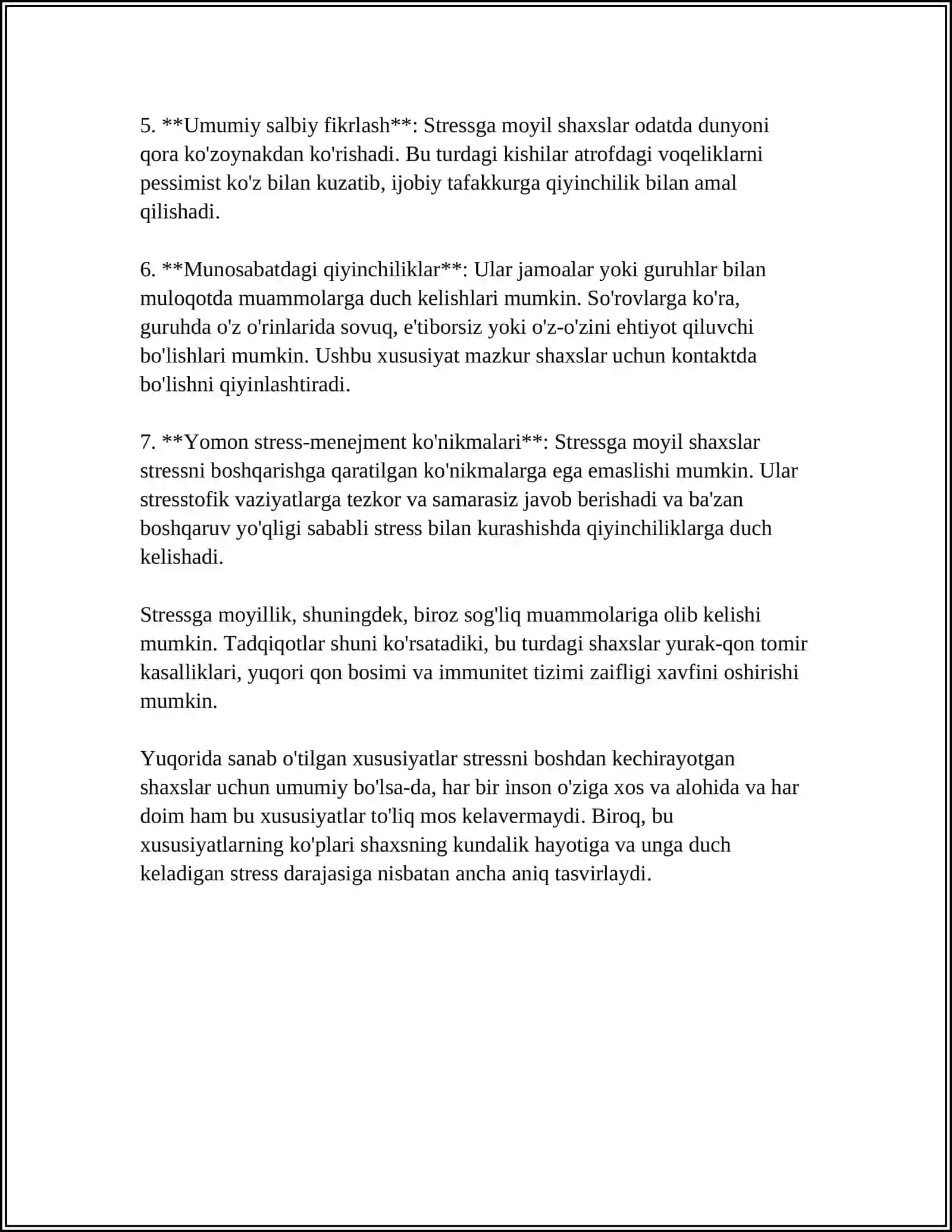 STRESSGA MOYIL SHAXSLARNI BILAN ISHLASHNING O'ZIGA XOS TOMOINLARI 4