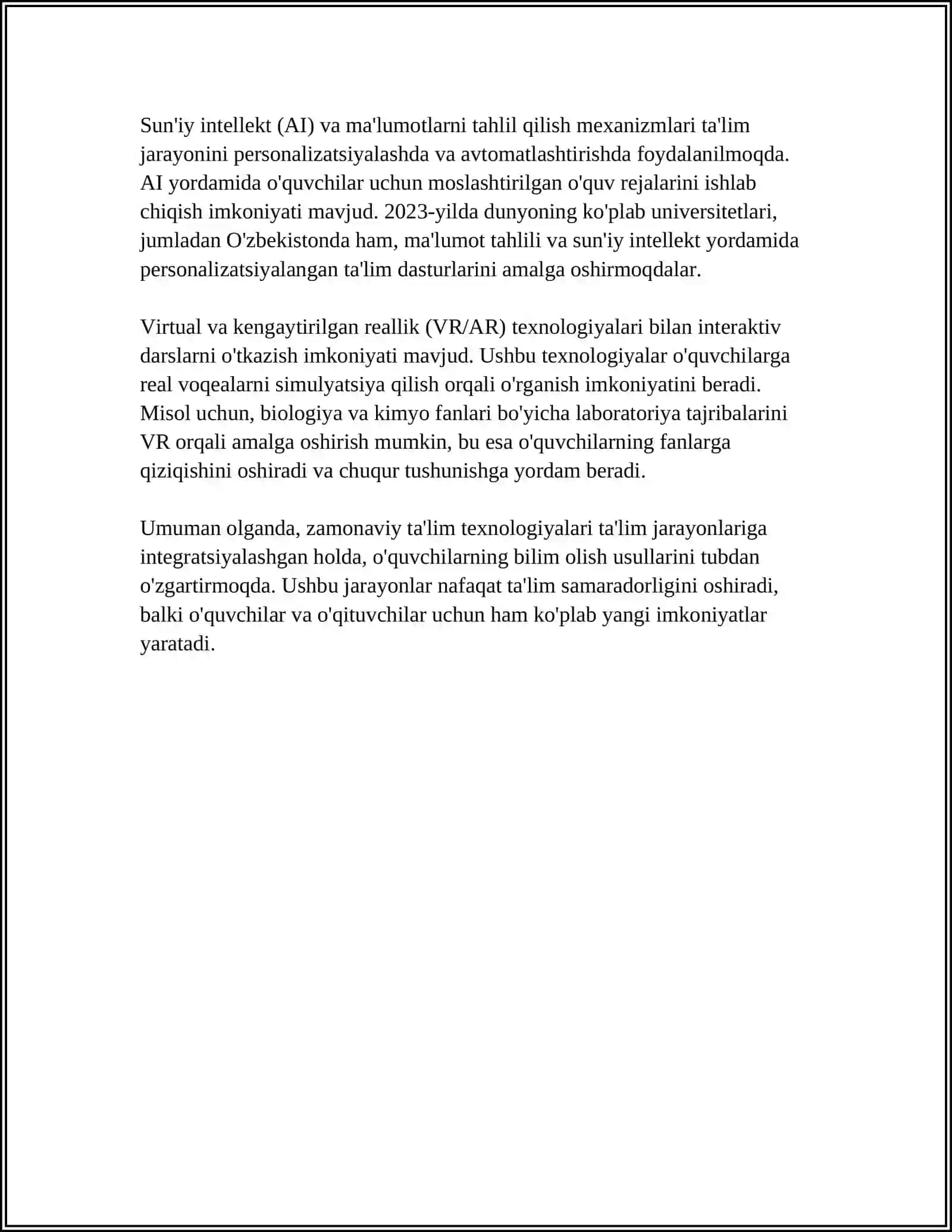 ANIQ VA TABIIY FANLAR YOʻNALISHIDAGI AKADEMIK LITSEYLARDA MEXANIK TOʻLQINLAR BOBINI OʻQITISHNING ZAMONAVIY METODLARI 4