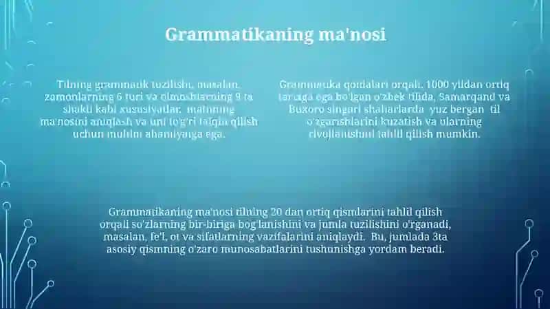 Grammatik Ma'no.Tilning grammatik vositalari 4
