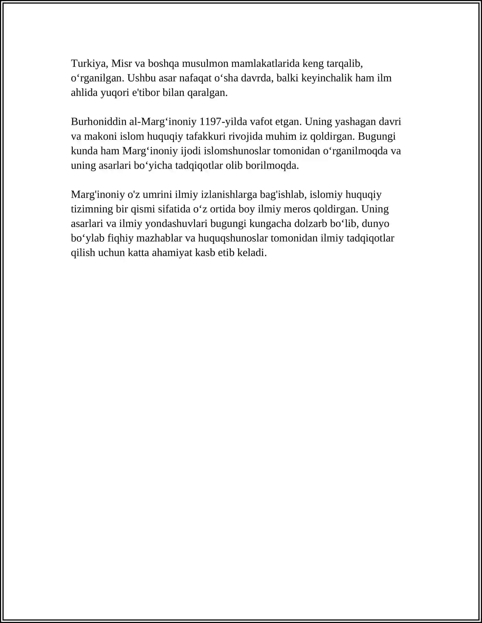 BURHONIDDIN MARG’INONIY “AL-HIDOYA” ASARINING FIQH ILMI RIVOJIDAGI AHAMIYATI 4