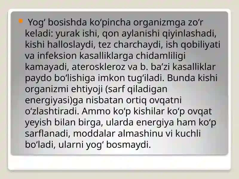 Yog' bosish, semirish, giperlipidemiya va sfingolipidozlar 4