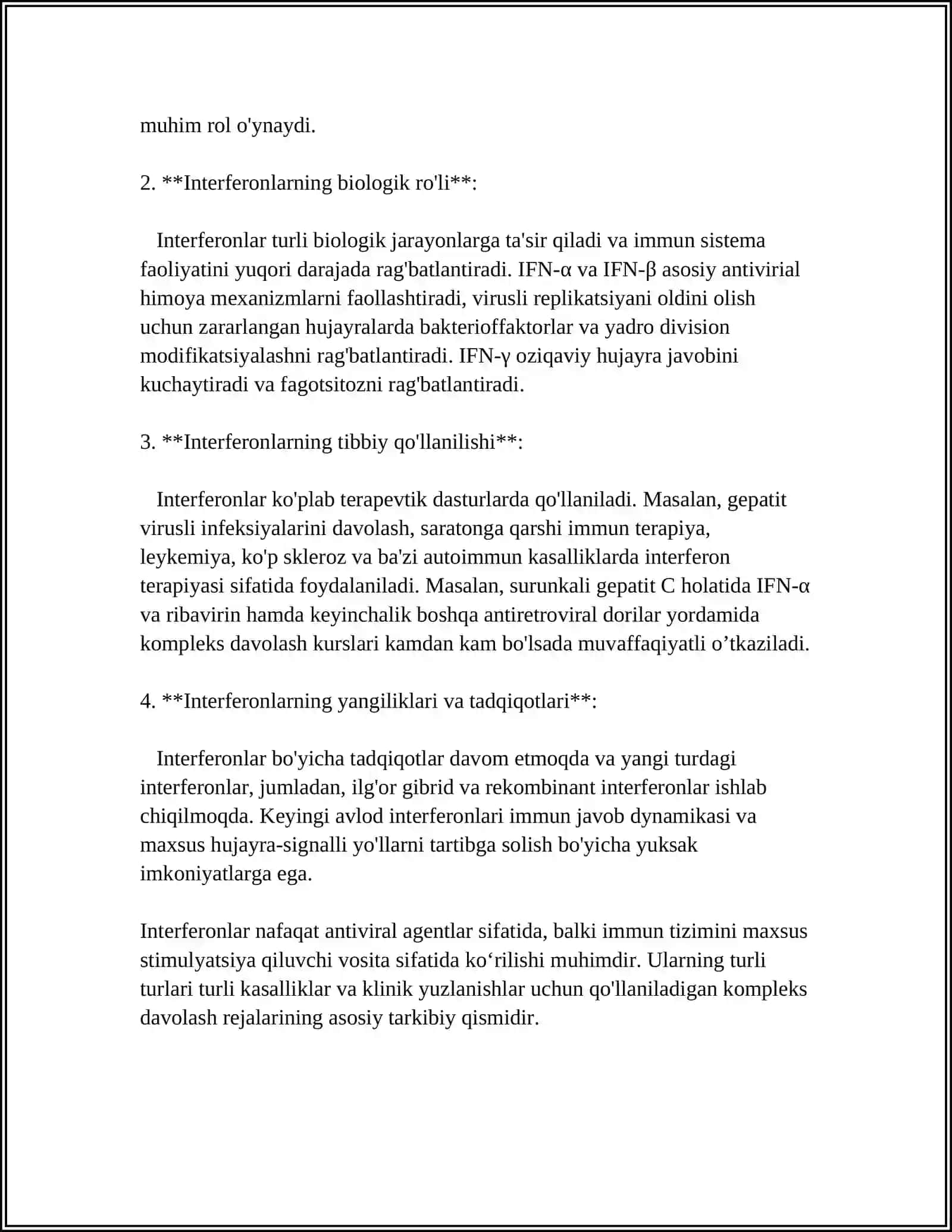 INTERFERON VA SITOKINLAR, SINTEZLANISHI, TAʼSIR MEXANIZMI 4