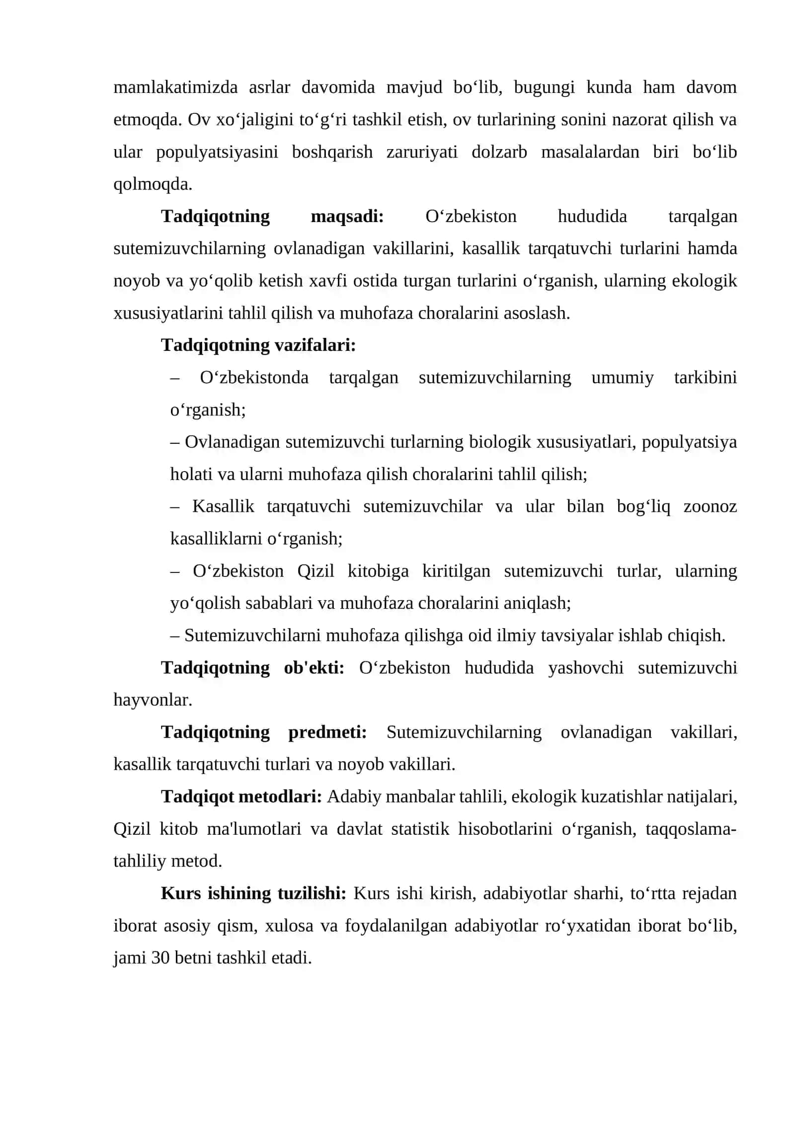 O‘zbekistonda uchraydigan sutemizuvchilarning ovlanadigan vakillari, kasallik tarqatuvchi va noyob turlari 4