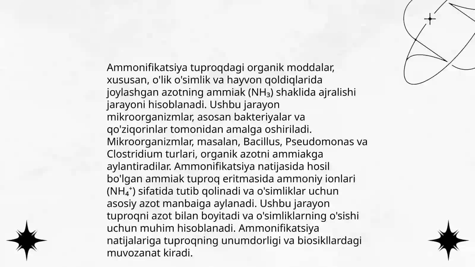 Ammonifikatsiya jarayoni va bu jarayonning mikrobiologik asosslarni o‘rganish 4