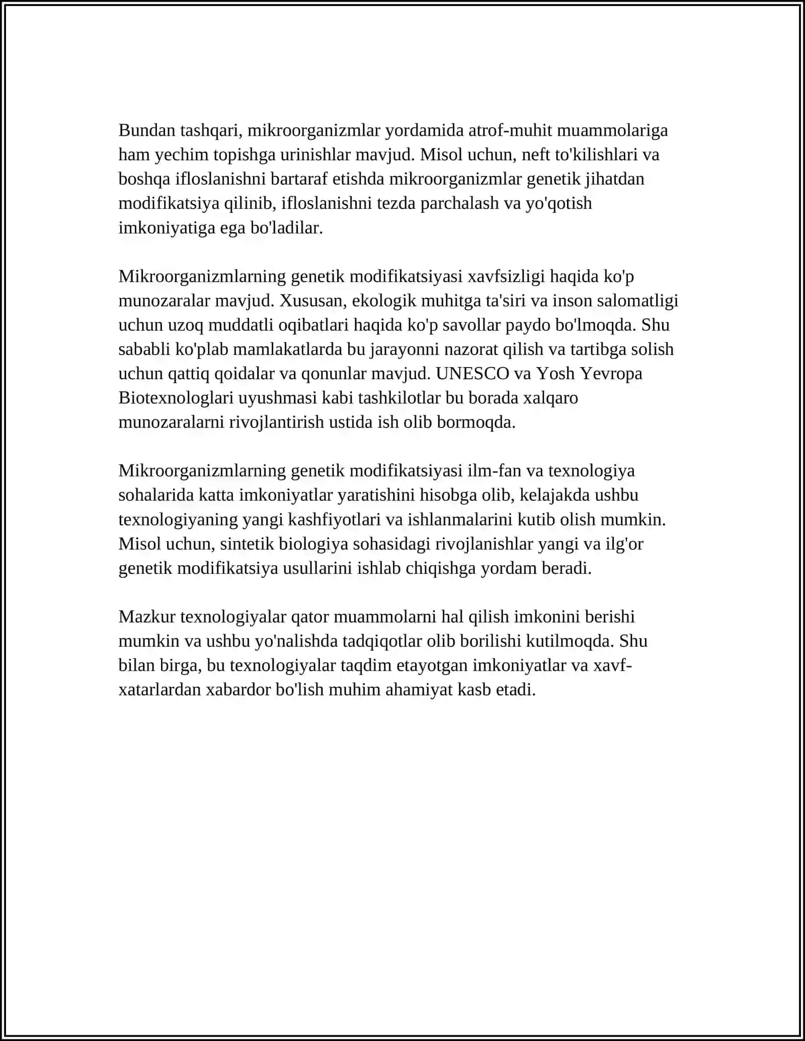 MIKROORGANIZMLARNI BIOTEXNOLOGIYADA QO'LLANILISHI 4