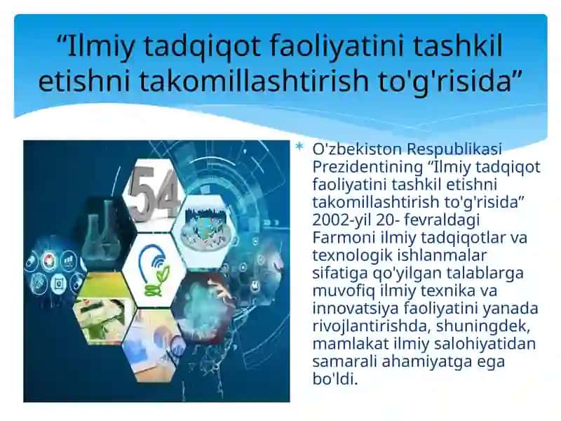 Taqdimot.O'ZBEKISTON RESPUBLIKA SID A TA’LIM SOHASIDA AMALGA OSHIRILGAN ISLOHOTLAR 4