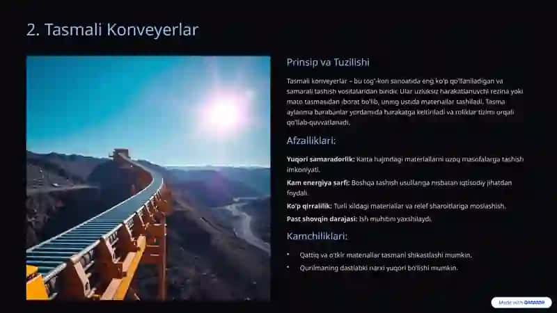 Tog'-kon sanoatida Konveyer Tizimlari: Asosiy Tushunchalar va Ilg'or Qo'llashlar 4