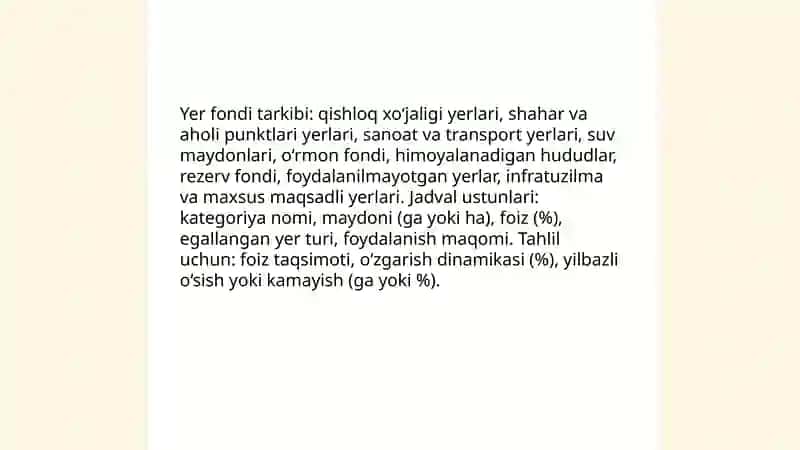 Respublika yer fondi tuzish va tahlil qilish 4