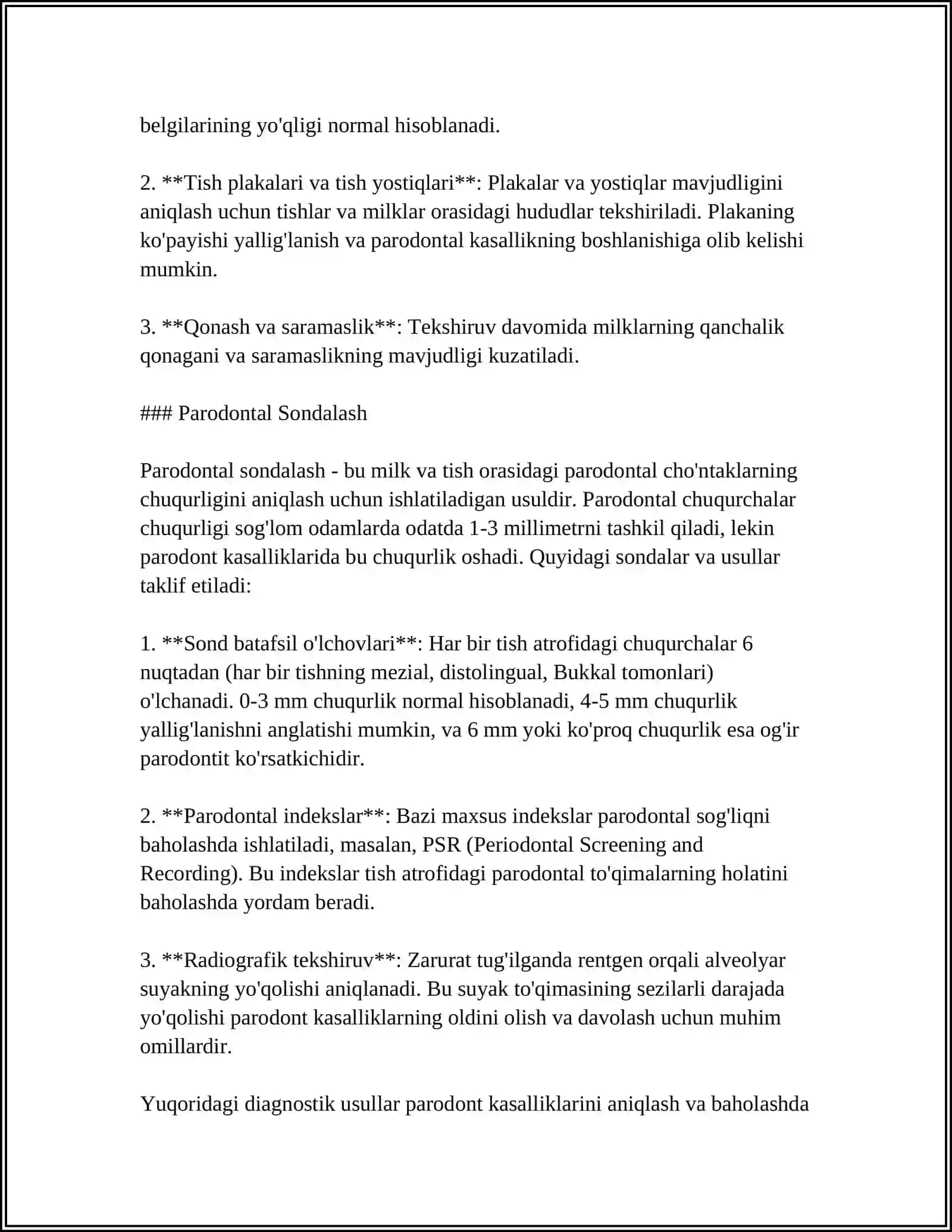 PARADONT KASALLIKLARNI DIAGNOSTIK TEKSHIRUVLARGA ASOSLANIB XIRURGIK DAVOLASHGA TAYYORLASH 4