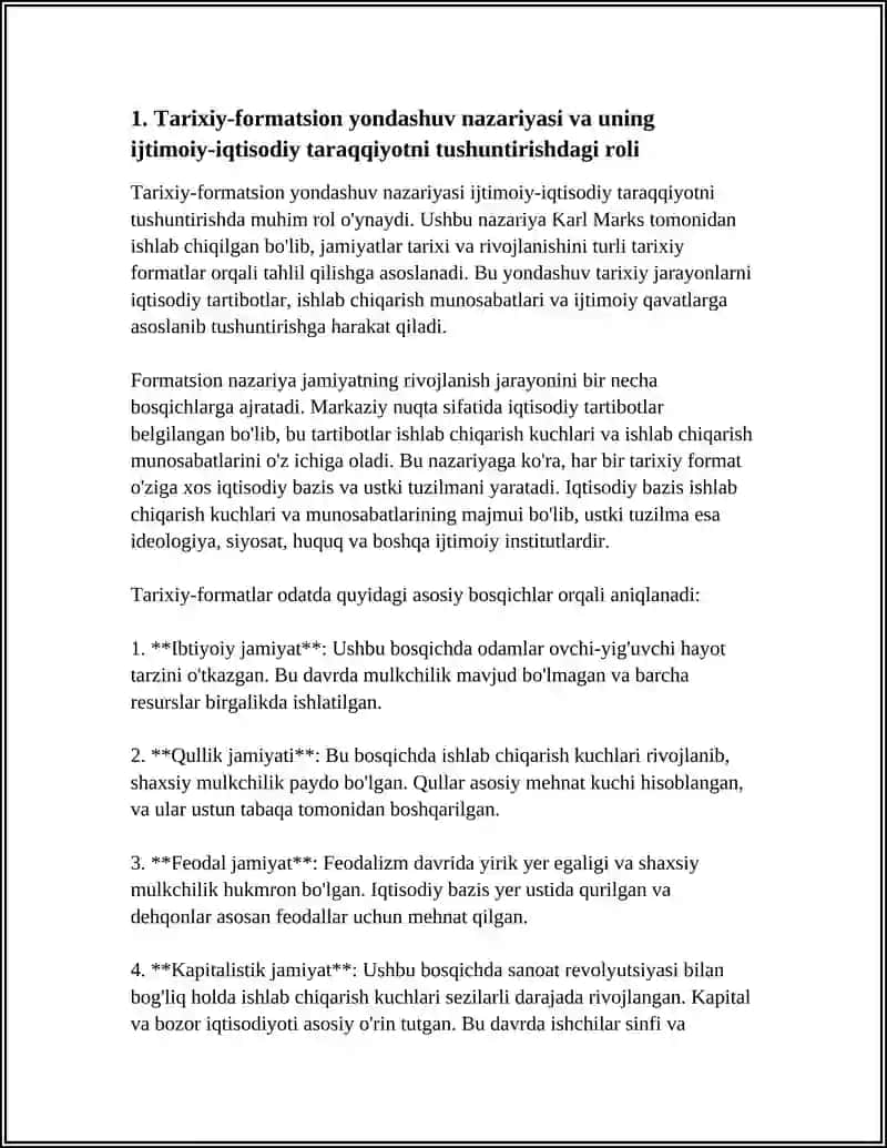 TARIXIY-FORMATSION YONDASHUV ASOSIDA IJTIMOIY-IQTISODIY TARAQQIYOT 4