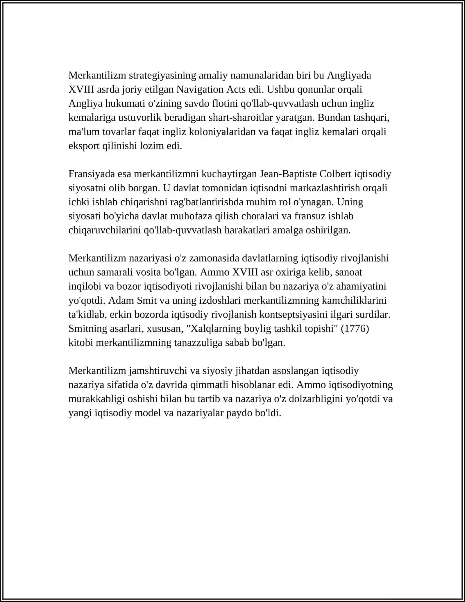 MERKANTILIZM IQTISODIY TALIMOTINING MOHIYATI VA AHAMIYATI 4