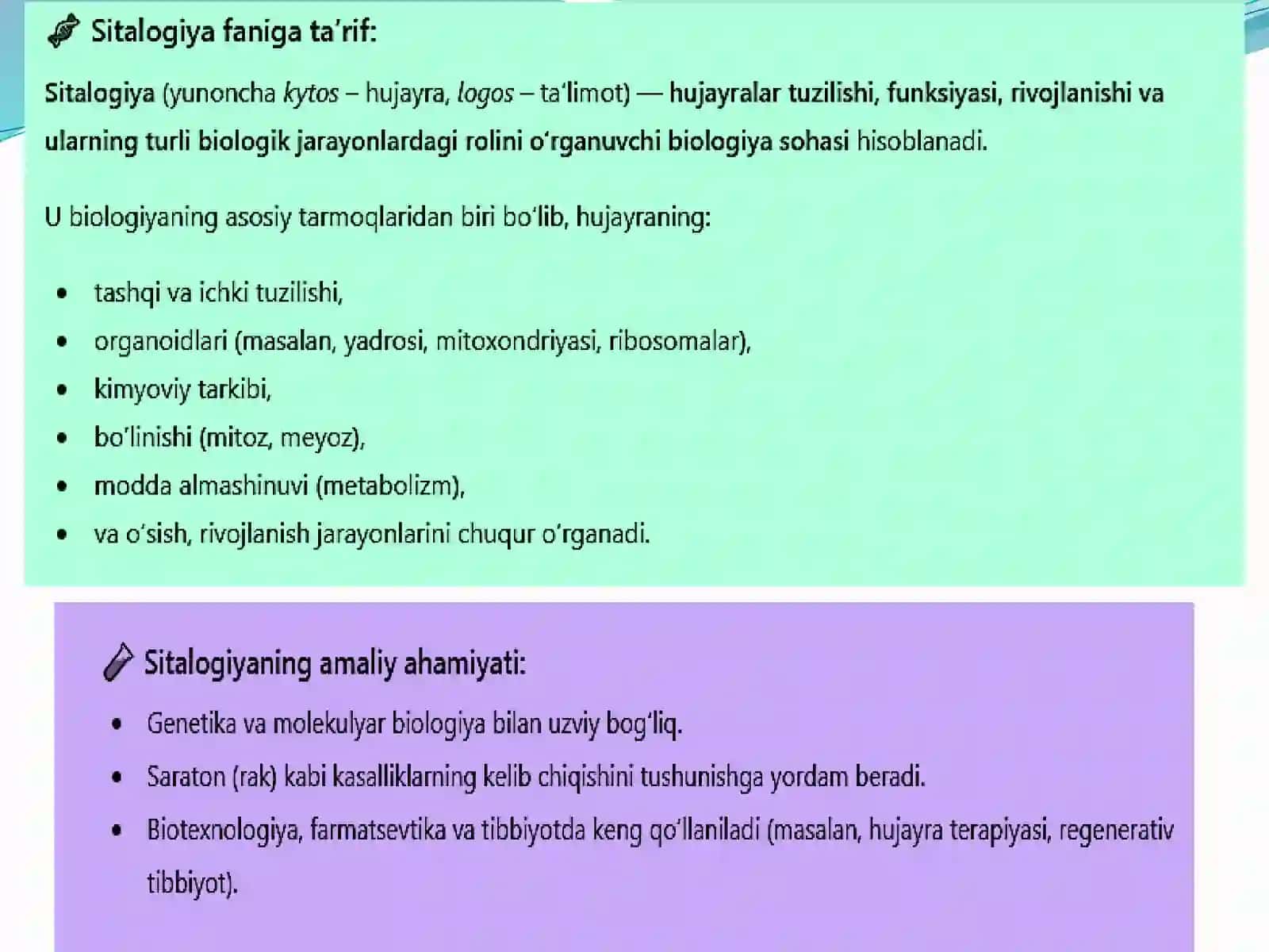 Hujayrani o‘rganishtaruixi va hujayra nazariyasi 4