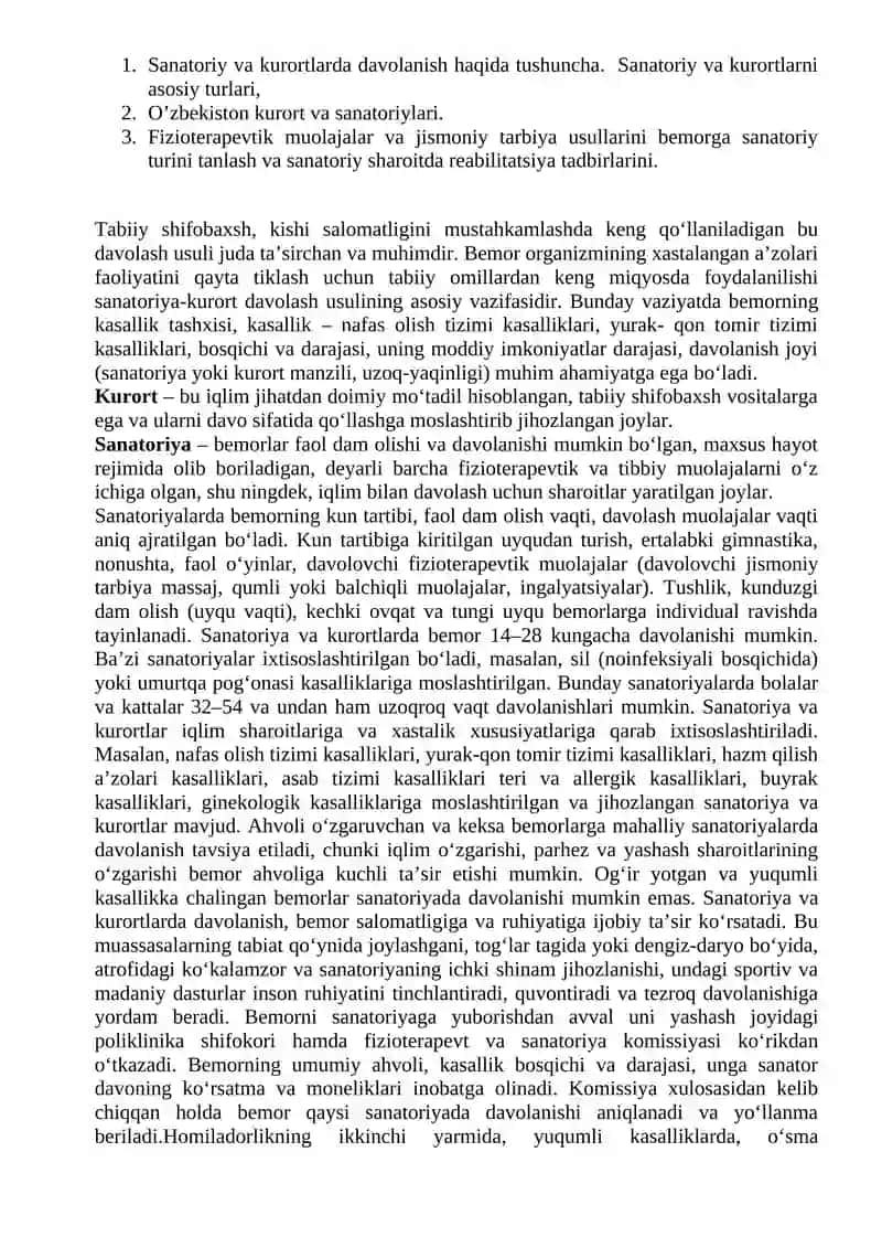 Sanotoriya va kurortlarda davolash haqida tushuncha 4