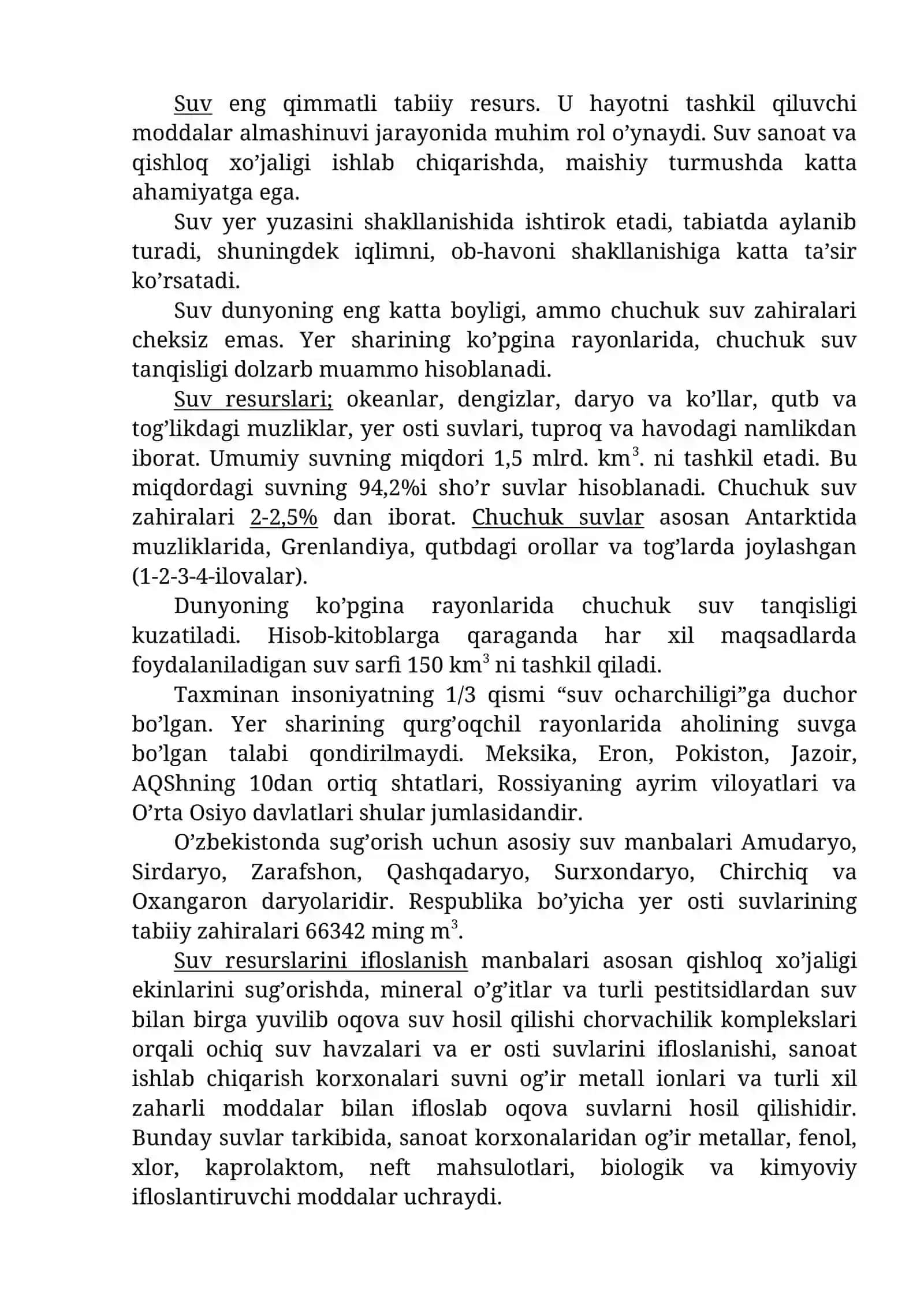 MAVZU. SUV VA TUPROQ RESURSLARI UNI MUHOFAZASI 4