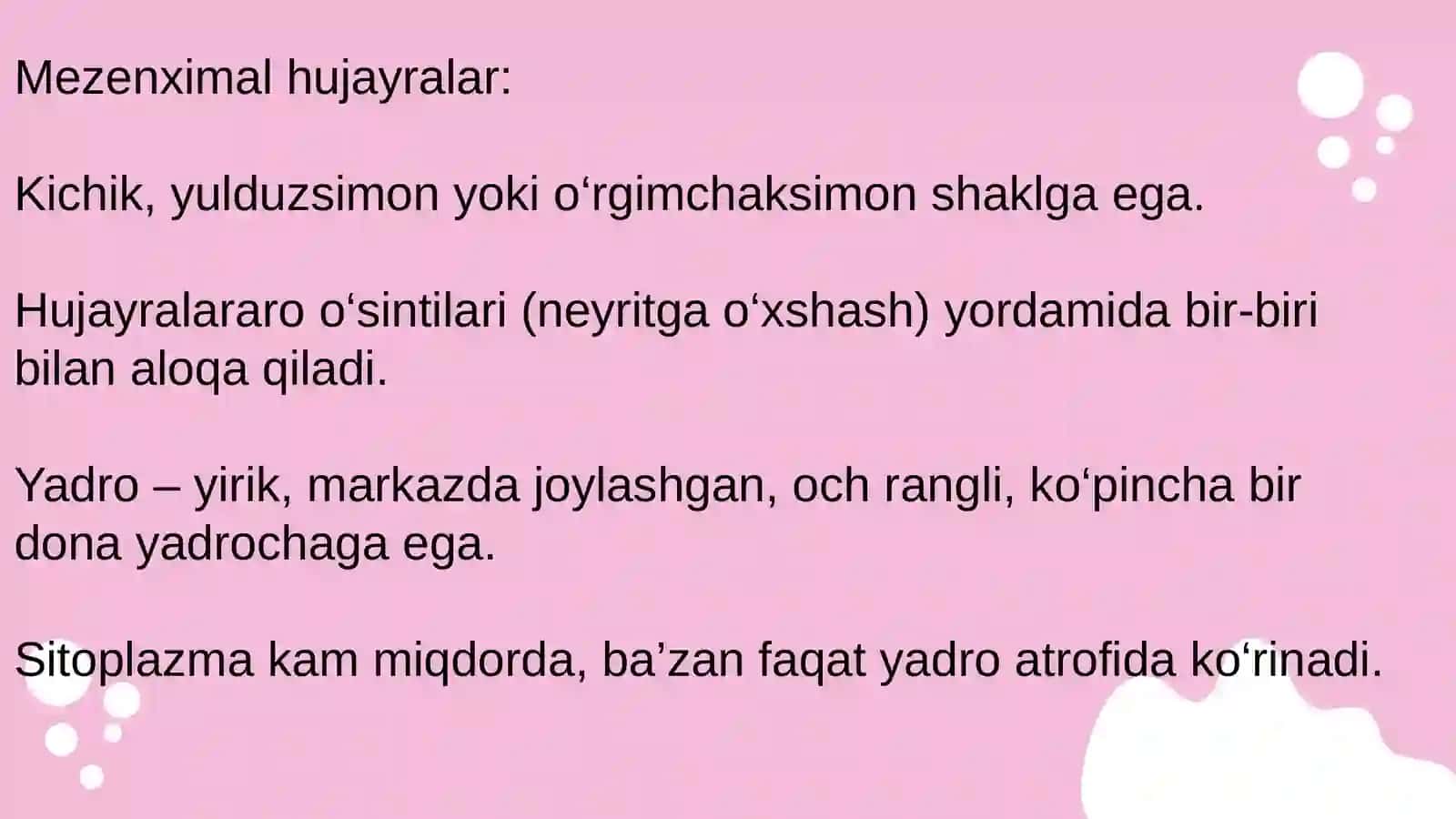 Mezenxima tuzilishi va axamiyati 4