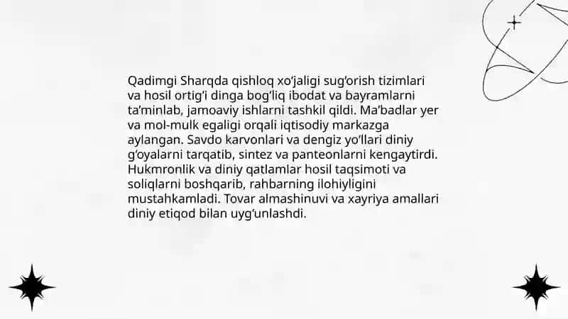 Qadimgi Sharqda din maʼnaviy dunyoqarashining omili 4