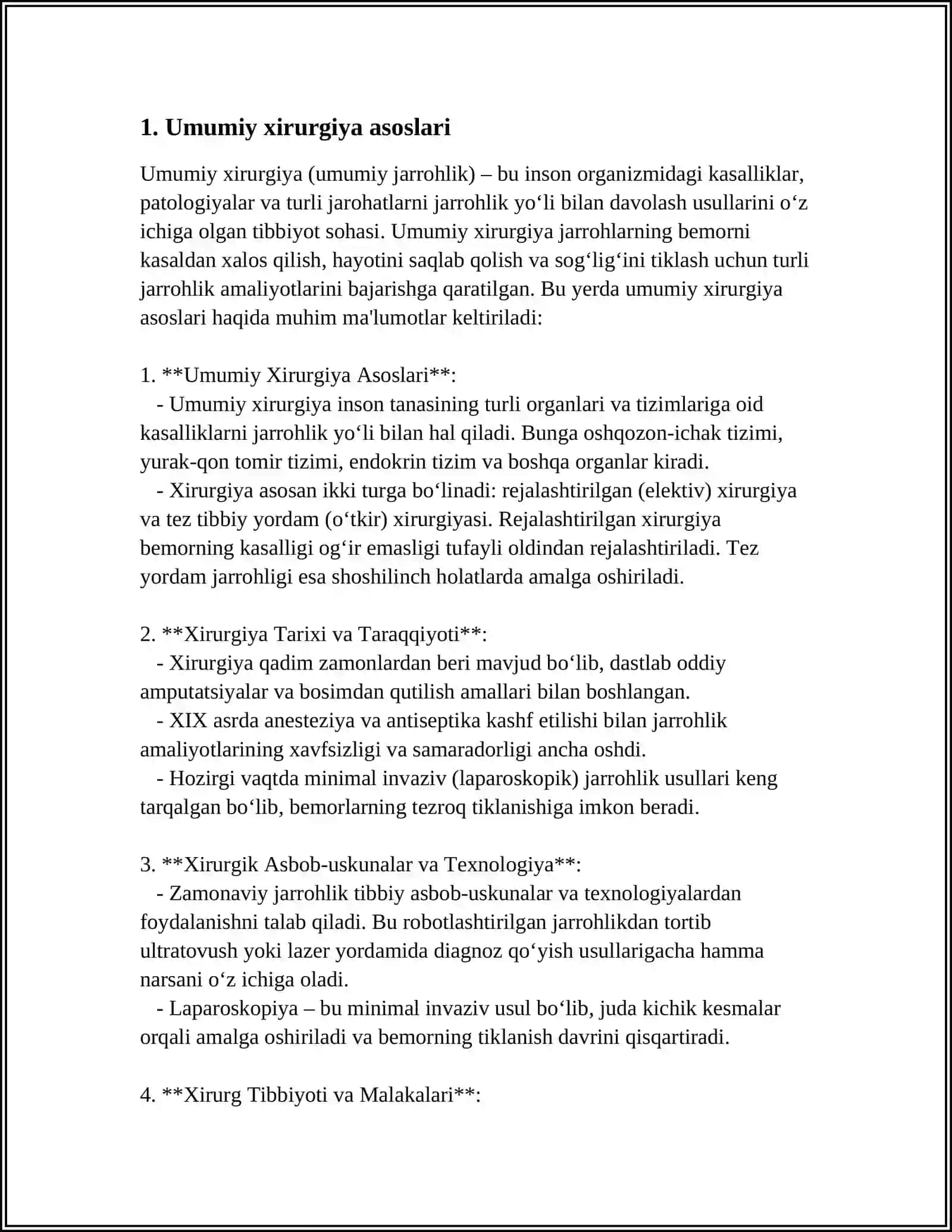 UMUMIY XIRURGIYA XIRURGIK BEMORLAR ATSEPTIKA ANTISIPTIKA XIRURGIK BINOLAR HAQIDA UMUMIY MUSTAQIL ISH 4