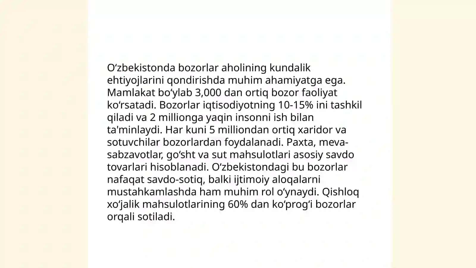 O'zbekiston Bozorlari 4