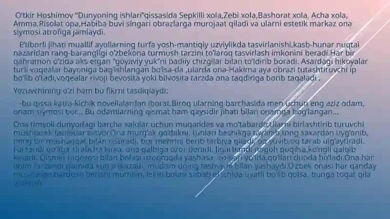 “Dunyoning ishlari” asarining psixologik bayoni 4