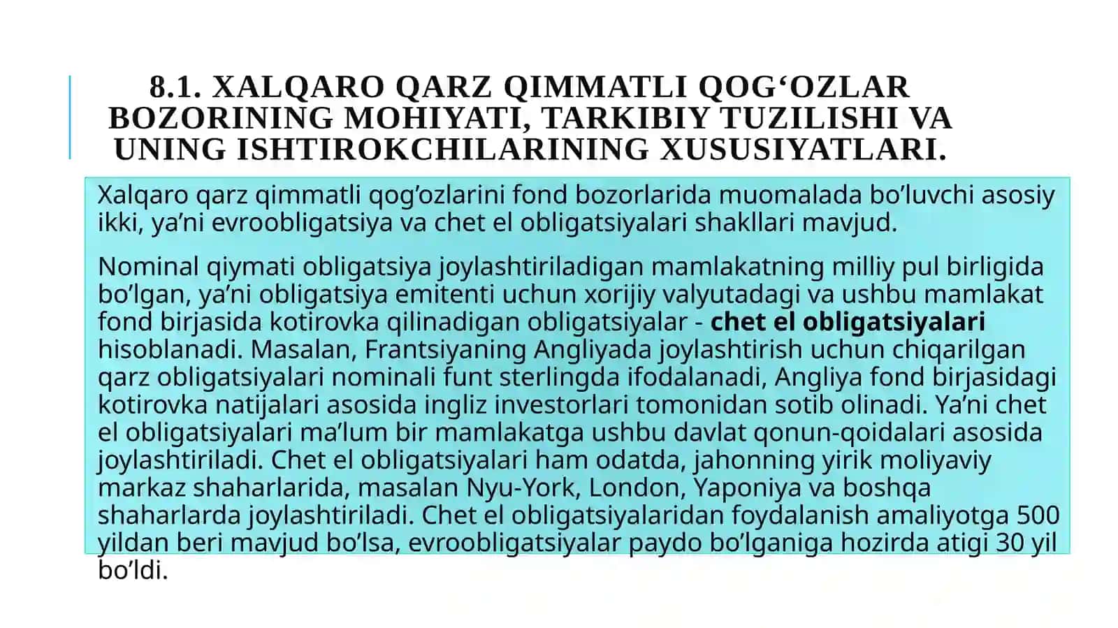 Bazaviy (qarz va ulush munosabatlarini ifodalovchi) qimmatli qog'ozlar 4