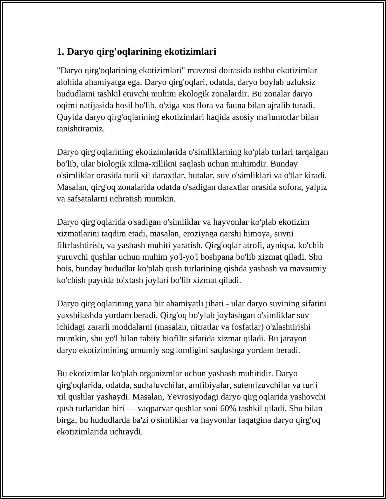 DARYOLARNING QIRG‘OQ BO‘YI VA MUHOFAZA ZONALARI: MUAMMO VA YECHIMLAR 4