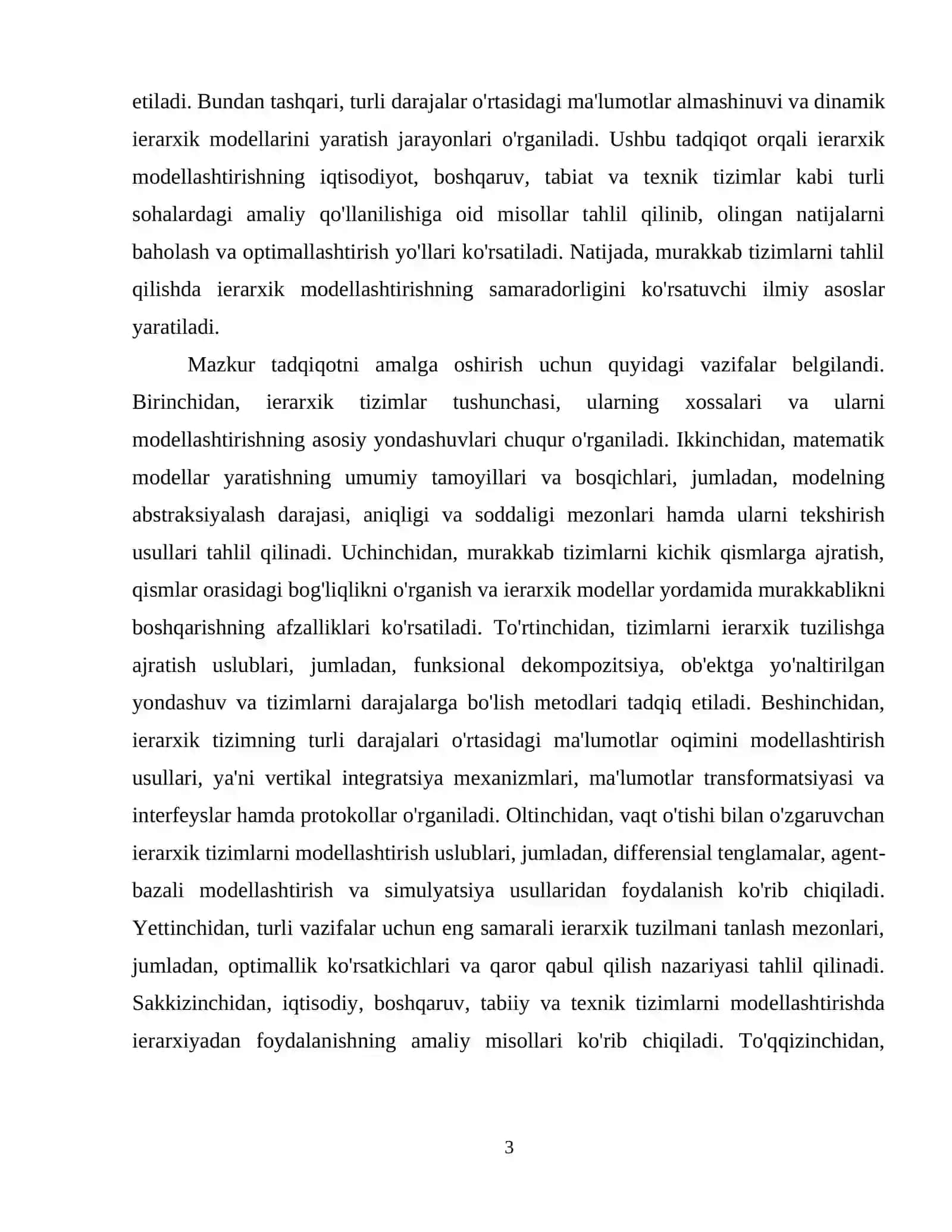Kurs ishi. Mavzu: Iyerarxik prinsipdan foydalanib matematik modellar qurish 4
