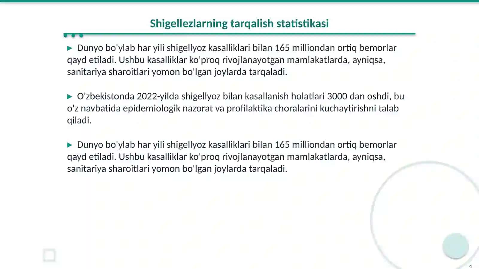 Shigellezlar epidemiologiyasi va profilaktikasi 4