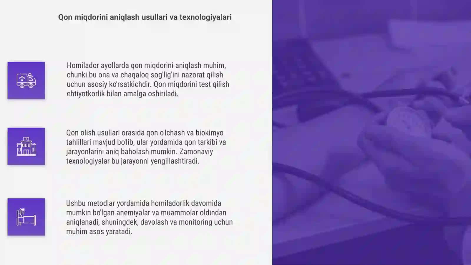 Homilador ayollarda qondagi qon miqdorini aniqlash va qon olish 4